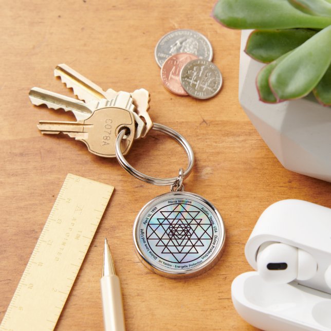 Sri Yantra – Customizable Protection Talisman Keychain (Desk)