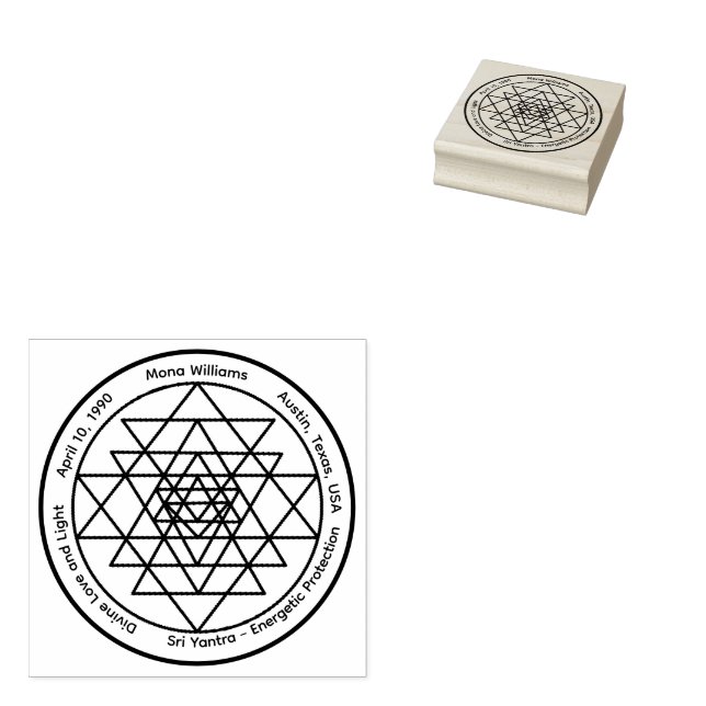 Sri Yantra – Customizable Protection Talisman Rubber Stamp (Stamped)