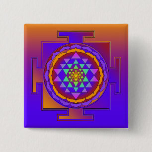SRI YANTRA full coloured + your ideas 2 Inch Square Button