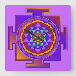 SRI YANTRA full coloured + your ideas Square Wall Clock