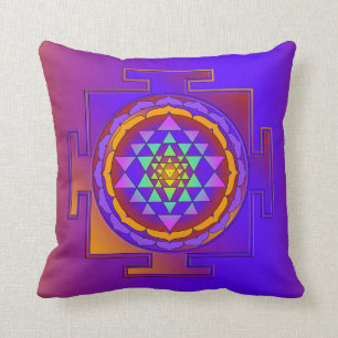SRI YANTRA full coloured + your ideas Throw Pillow