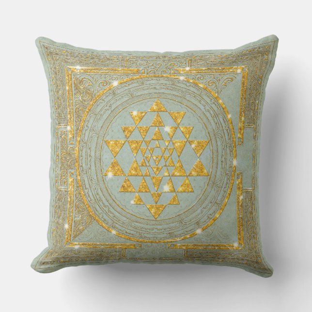 Sri Yantra Golden Glitter - Pillow (Front)
