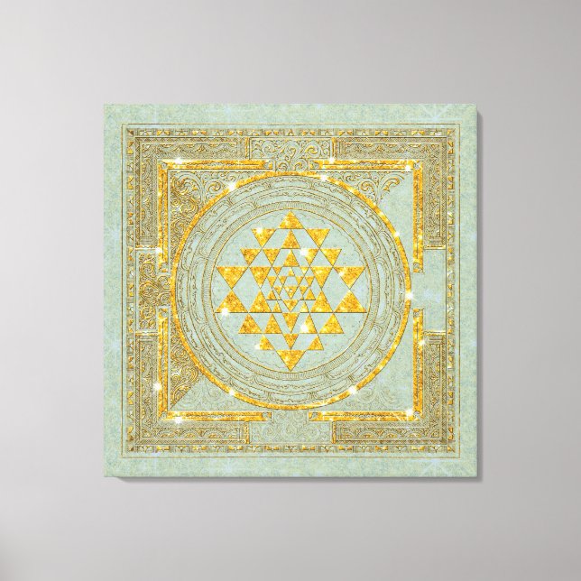 Sri Yantra Golden Glitter - Wrapped Canvas (Front)
