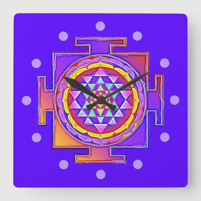 Sri Yantra - Hinduism Symbol Design 1 Square Wall Clock (Front)