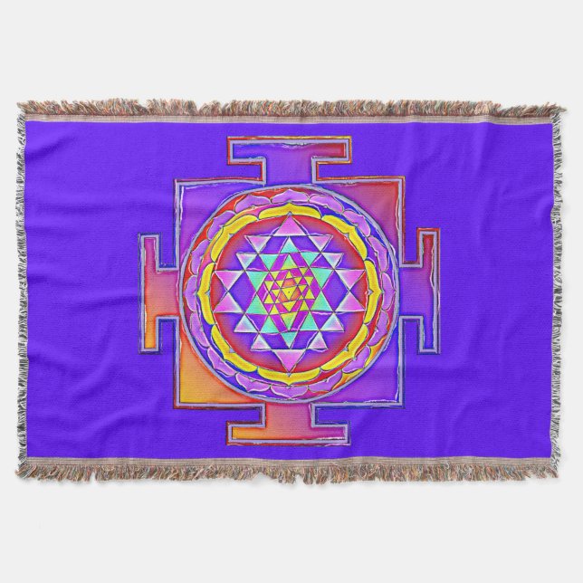 Sri Yantra - Hinduism Symbol Design 1 Throw Blanket (Front)