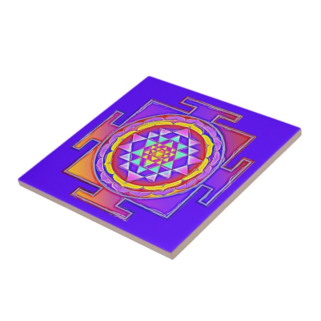 Sri Yantra - Hinduism Symbol Design 1 Tile (Side)
