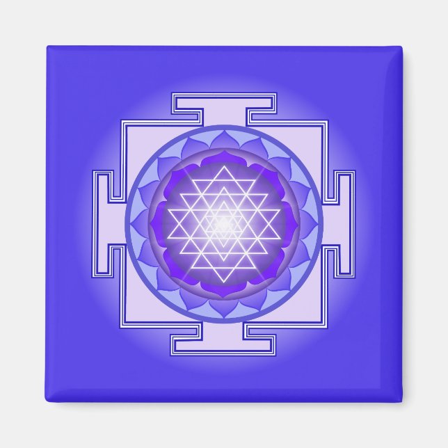 Sri Yantra Mandala Purple and Blue Magnet (Devant)