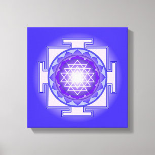 Sri Yantra Mandala violet et toile bleue