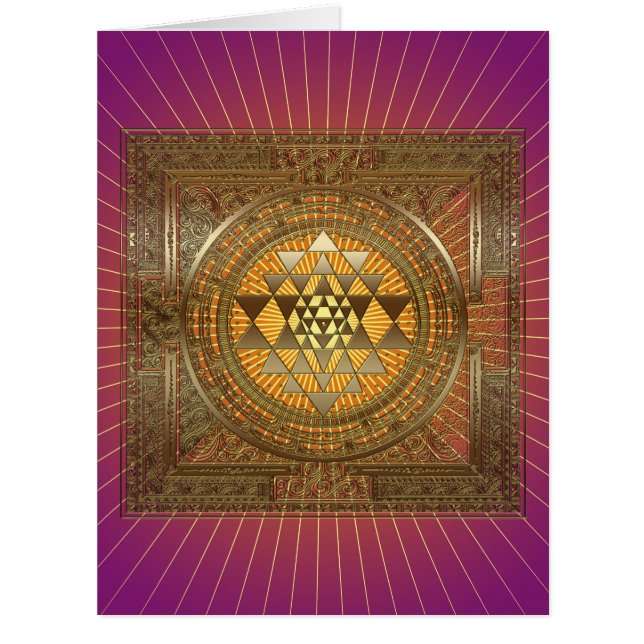 Sri Yantra Purple Sun - Greeting Card (Front)