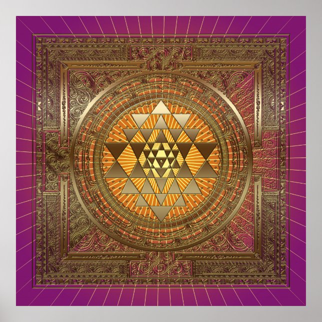 Sri Yantra Purple Sun - Poster (Devant)