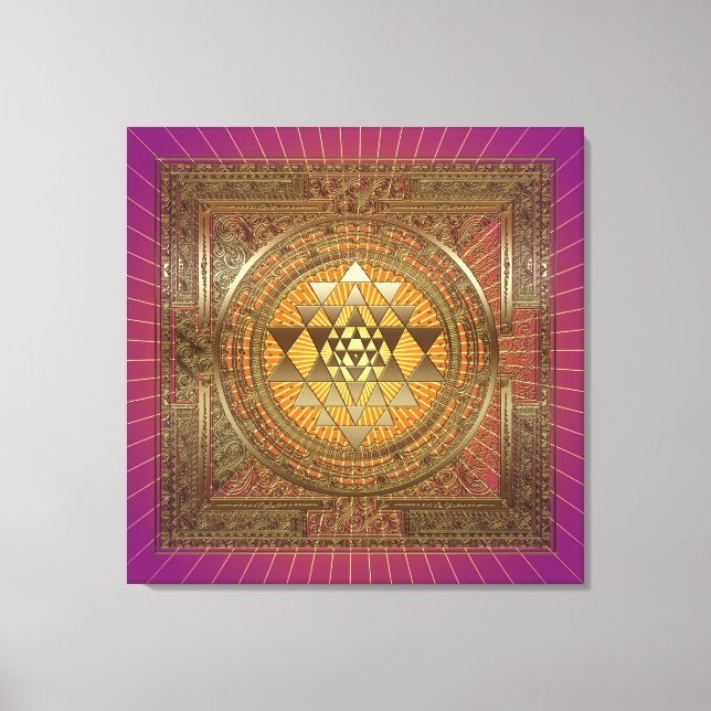 Sri Yantra Purple Sun - Wrapped Canvas (Front)
