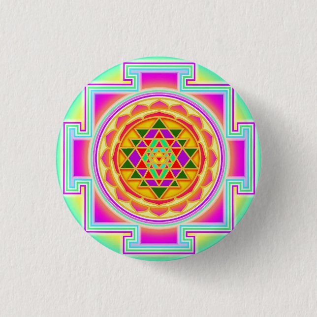 Sri Yantra Sacred Geometry 1 Inch Round Button (Front)