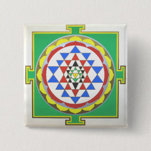 Sri Yantra Sacred Geometry - Accurate Colors 2 Inch Square Button