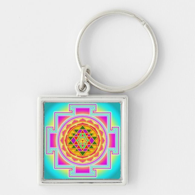Sri Yantra Sacred Geometry Keychain (Front)
