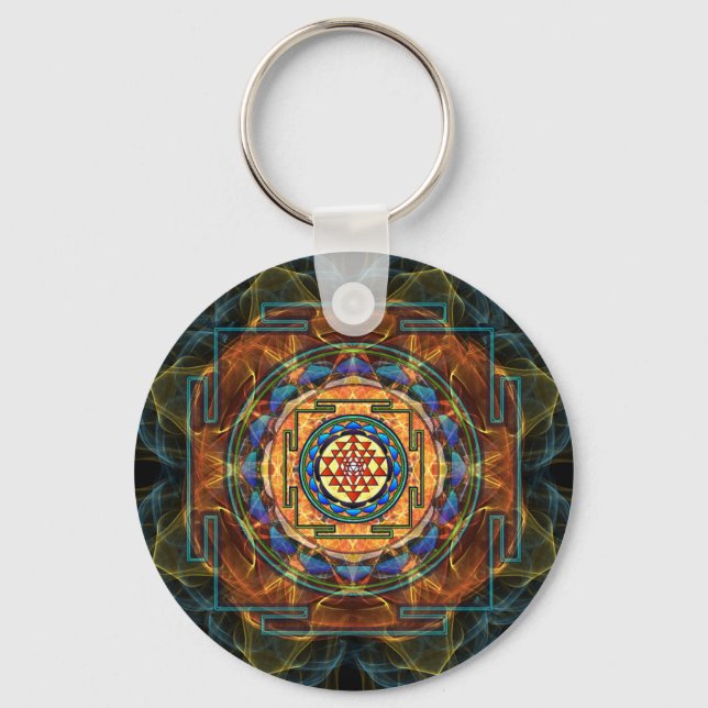 Sri Yantra - Sacred Geometry Keychain (Front)