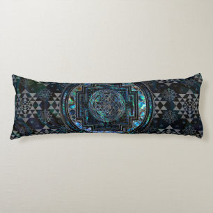 Sri Yantra  / Sri Chakra Abalone Shell and Silver Body Pillow
