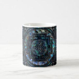 Sri Yantra  / Sri Chakra Abalone Shell and Silver Coffee Mug