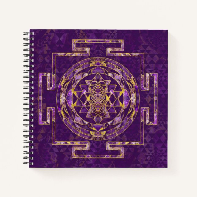 Sri Yantra  / Sri Chakra Amethyst and gold Notebook (Front)