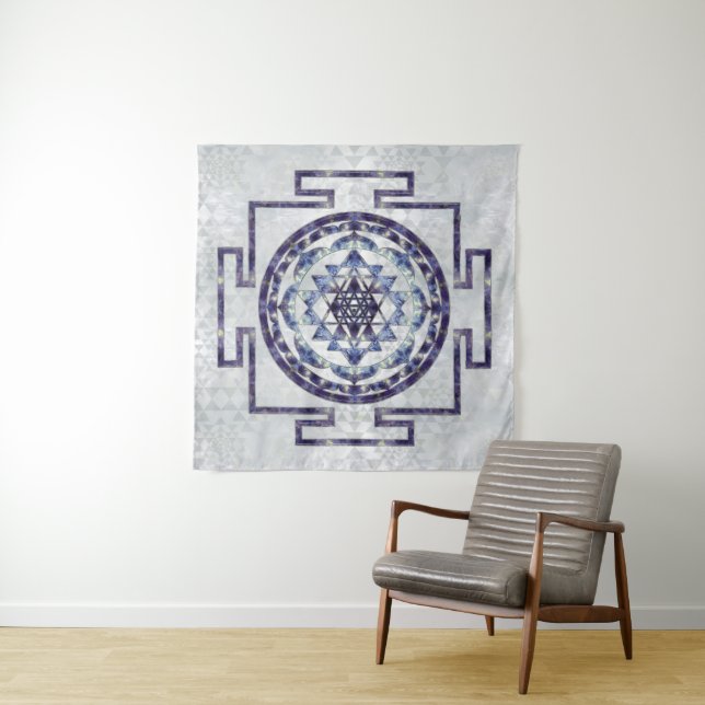 Sri Yantra  / Sri Chakra Gemstone and pearl Tapestry (In Situ)