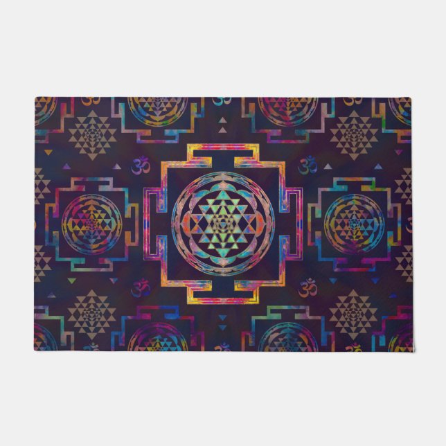 Sri Yantra  / Sri Chakra in colour Doormat (Front)