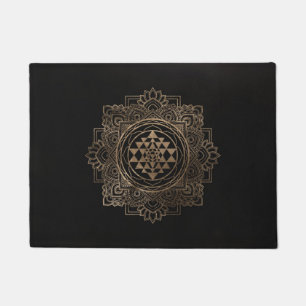 Sri Yantra / Sri Chakra in golden lotus Doormat