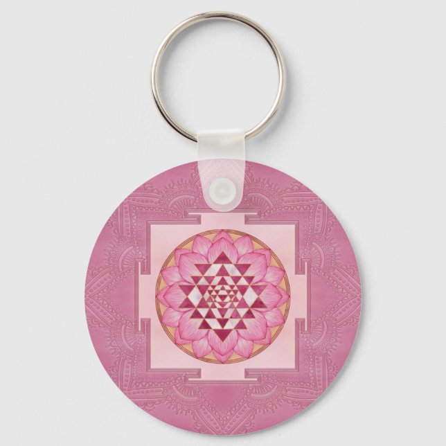 Sri Yantra  / Sri Chakra in lotus Keychain (Front)