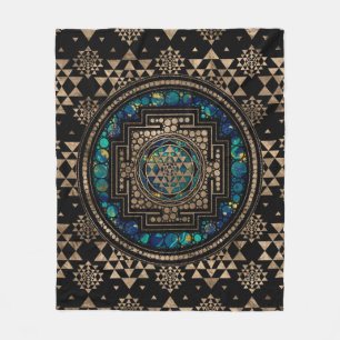 Sri Yantra / Sri Chakra Marble and Gold Fleece Blanket