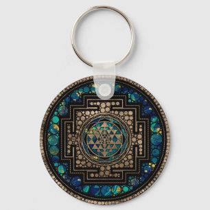 Sri Yantra  / Sri Chakra Marble and Gold Keychain