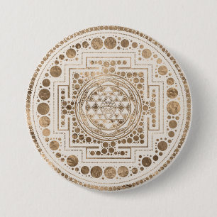 Sri Yantra / Sri Chakra Pastel Gold 3 Inch Round Button