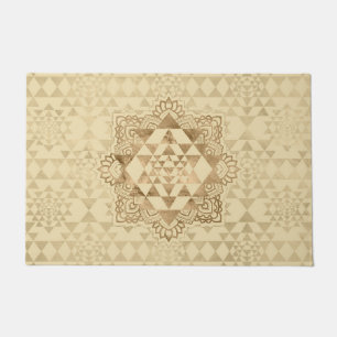 Sri Yantra / Sri Chakra Pastel Gold Doormat