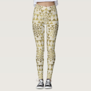 Sri Yantra / Sri Chakra Pattern - Gold pastel Leggings