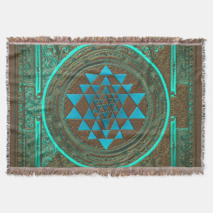 Sri Yantra Water Glow - Throw Blanket