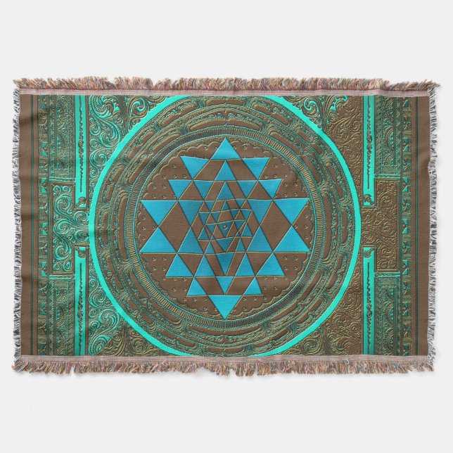 Sri Yantra Water Glow - Throw Blanket (Front)