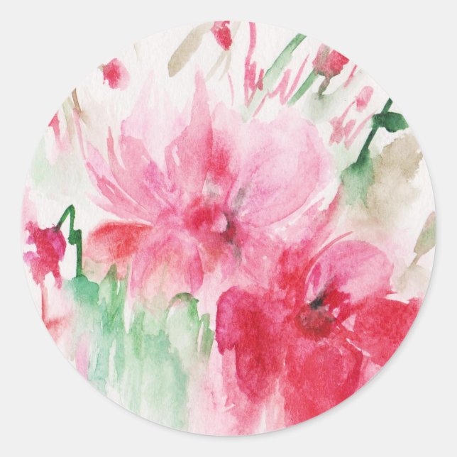 Sricker with flowers classic round sticker (Front)