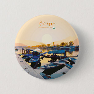 Srinagar, India - Dal Lake Shikara Boats 2 Inch Round Button