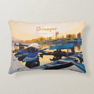 Srinagar, India - Dal Lake Shikara Boats Accent Pillow