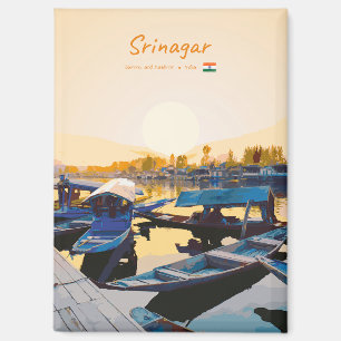 Srinagar, India - Dal Lake Shikara Boats Flat Magnet