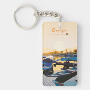 Srinagar, India - Dal Lake Shikara Boats Slim Keychain