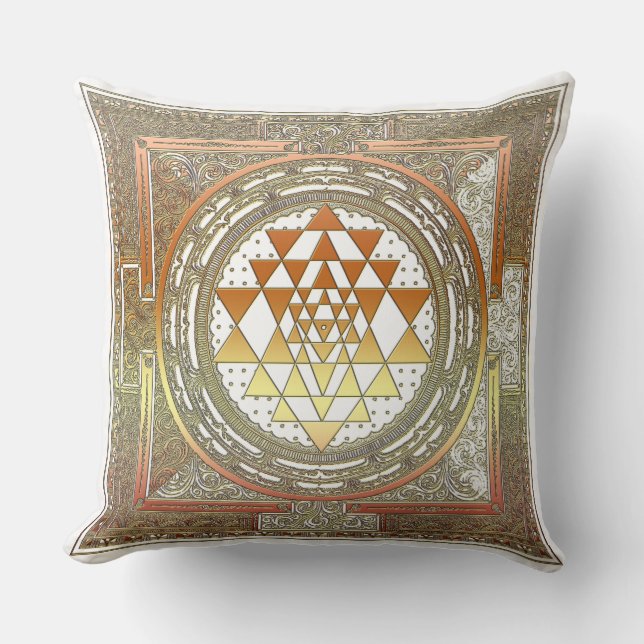 SriYantra Yoga Meditation Throw Pillow cotton (Front)