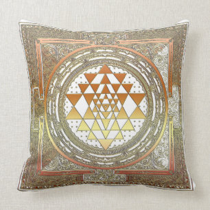 SriYantra Yoga Meditation Throw Pillow cotton