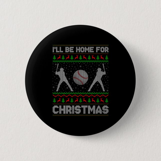 Srty Baseball Player Ugly Christmas Sweaters Xmas  2 Inch Round Button (Front)