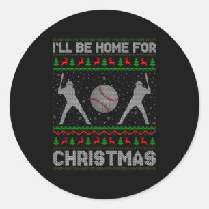 Srty Baseball Player Ugly Christmas Sweaters Xmas  Classic Round Sticker