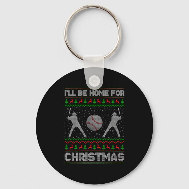 Srty Baseball Player Ugly Christmas Sweaters Xmas  Keychain (Front)