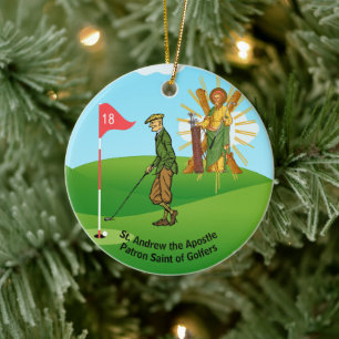 SS. Andrew & Jude with 2 Male Golfers Ceramic Ornament