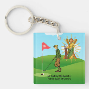 SS. Andrew & Jude with 2 Male Golfers Keychain