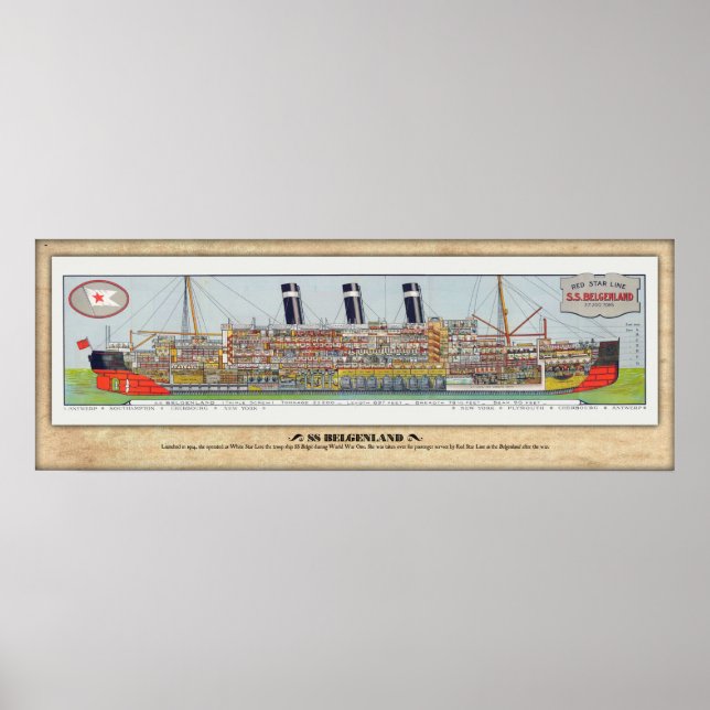 SS Belgenland Cutaway Poster (Front)