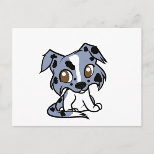 ss blue merle and white cartoon postcard