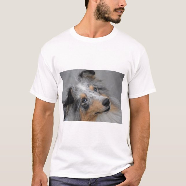 SS Blue Merle White and Tan clothes T-Shirt (Front)