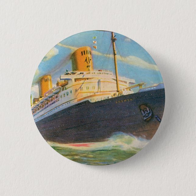 SS Bremen at Sea 2 Inch Round Button (Front)