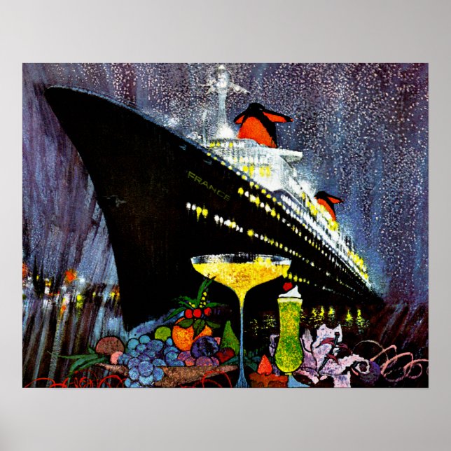 ss France with Champagne Poster (Front)